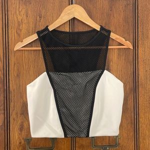 NWT Express Ivory crop top with fishnet details